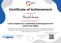 Level 5 Diploma in Leadership and Management in Adult Care