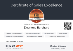 RUN AT BEST Sales Professional