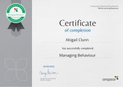 Managing Behaviour