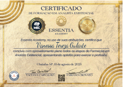 Certificação em Analista Existencial pela Essentia Academy