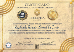 Certificação em Analista Existencial pela Essentia Academy