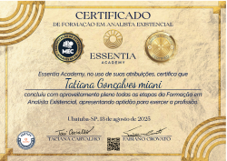 Certificação em Analista Existencial pela Essentia Academy