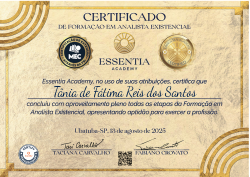 Certificação em Analista Existencial pela Essentia Academy