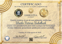 Certificação em Analista Existencial pela Essentia Academy
