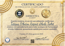 Certificação em Analista Existencial pela Essentia Academy