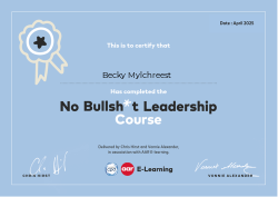 No Bullsh*t Leadership Course April 2025
