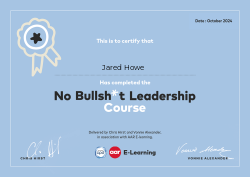 No Bullsh*t Leadership Course October 2024
