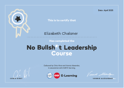 No Bullsh*t Leadership Course April 2025