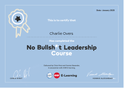 No Bullsh*t Leadership Course January 2025