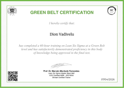 GREEN BELT CERTIFICATION