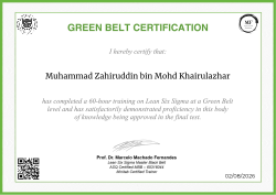 GREEN BELT CERTIFICATION