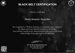 BLACK BELT CERTIFICATION