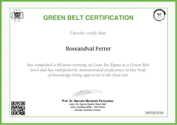 GREEN BELT CERTIFICATION