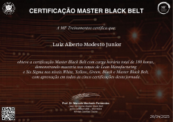 CERTIFICAÇÃO MASTER BLACK BELT