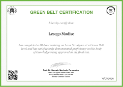 GREEN BELT CERTIFICATION