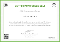 CERTIFICAÇÃO GREEN BELT