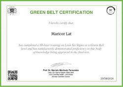 GREEN BELT CERTIFICATION