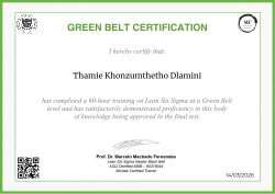 GREEN BELT CERTIFICATION