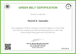 GREEN BELT CERTIFICATION
