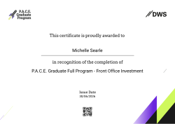 DWS P.A.C.E. Graduate Full Program - Front Office Investment