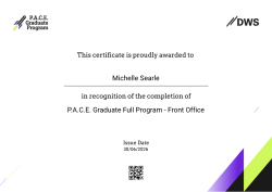 DWS P.A.C.E. Graduate Full Program - Front Office