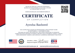 E- Certificate  American English Live – Teacher Development Series 21