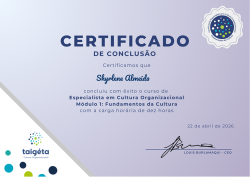 Especialista em Cultura Organizacional - Módulo Fundamentos da Cultura