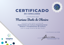 Especialista em Cultura Organizacional - Módulo Fundamentos da Cultura