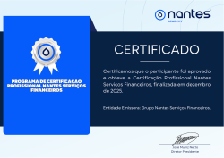 Programa de Certificação Profissional Nantes​ Serviços Financeiros