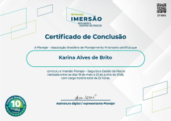 Imersão de Planejamento de Seguros e Gestão de Riscos