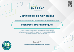 Imersão de Planejamento de Investimentos no Exterior