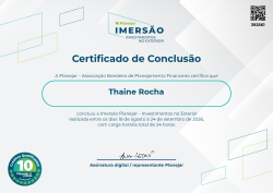 Imersão de Planejamento de Investimentos no Exterior