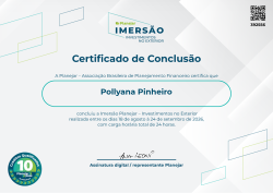 Imersão de Planejamento de Investimentos no Exterior
