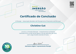 Imersão de Planejamento de Investimentos no Exterior