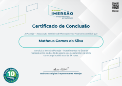 Imersão de Planejamento de Investimentos no Exterior