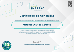 Imersão de Planejamento de Investimentos no Exterior