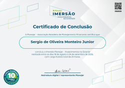 Imersão de Planejamento de Investimentos no Exterior