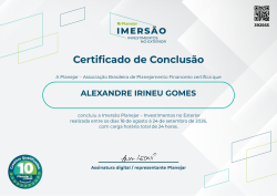 Imersão de Planejamento de Investimentos no Exterior