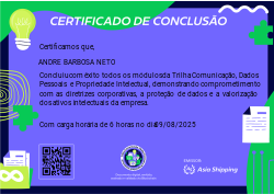 Trilha Comunicação, Dados Pessoais e Propriedade Intelectual