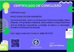 Trilha Comunicação, Dados Pessoais e Propriedade Intelectual