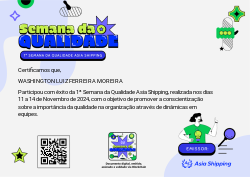 1ª Semana da Qualidade Asia Shipping!